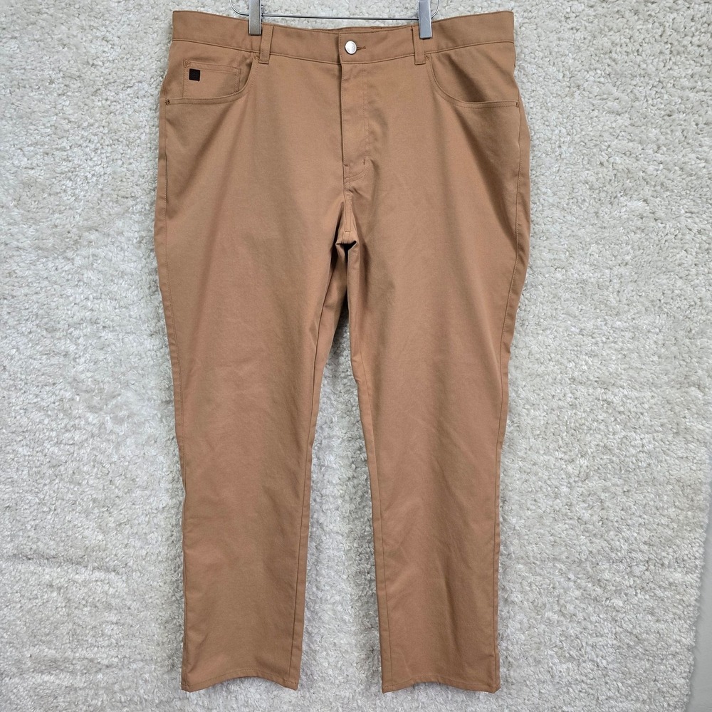 Peter Millar Pants Mens 38x30 Tan‎ Casual Straight Leg Flat Front EB66